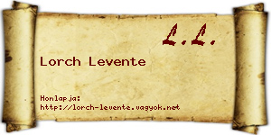 Lorch Levente névjegykártya